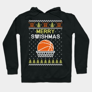 Merry Swishmas Ugly Sweater Christmas for All Basketball Hoodie